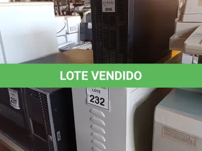 LOTE 232 - 01 BANCO PARA BATERIAS E 01 NOBREAK. (NO ESTADO) ATENÇÃO! FAZER A VISITAÇÃO ANTES DE ARREMATAR, NÃO SABEMOS SE FUNCIONA. LEILÃO NÃO TEM GARANTIA E NEM DEVOLUÇÃO, SUJEITO A POSSÍVEIS AVARIAS VISÍVEIS/OCULTAS E/OU AUSÊNCIA DE COMPONENTES.