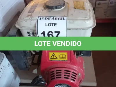 LOTE 167 - 01 GERADOR A GASOLINA MOTOR HONDA 5.5. (NO ESTADO) ATENÇÃO! FAZER A VISITAÇÃO ANTES DE ARREMATAR, NÃO SABEMOS SE FUNCIONA. LEILÃO NÃO TEM GARANTIA E NEM DEVOLUÇÃO, SUJEITO A POSSÍVEIS AVARIAS VISÍVEIS/OCULTAS E/OU AUSÊNCIA DE COMPONENTES.