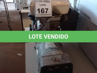 LOTE 167 - 01 GERADOR A GASOLINA MOTOR HONDA 5.5. (NO ESTADO) ATENÇÃO! FAZER A VISITAÇÃO ANTES DE ARREMATAR, NÃO SABEMOS SE FUNCIONA. LEILÃO NÃO TEM GARANTIA E NEM DEVOLUÇÃO, SUJEITO A POSSÍVEIS AVARIAS VISÍVEIS/OCULTAS E/OU AUSÊNCIA DE COMPONENTES.