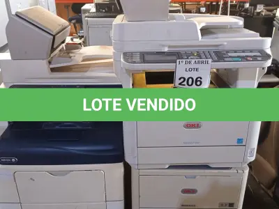LOTE 206 - 01 LOTE COM IMPRESSORAS DIVERSAS. (NO ESTADO) ATENÇÃO! FAZER A VISITAÇÃO ANTES DE ARREMATAR, NÃO SABEMOS SE FUNCIONA. LEILÃO NÃO TEM GARANTIA E NEM DEVOLUÇÃO, SUJEITO A POSSÍVEIS AVARIAS VISÍVEIS/OCULTAS E/OU AUSÊNCIA DE COMPONENTES.