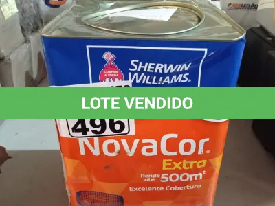 LOTE 496 - 01 LATA DE TINTA SHERWIN WILLIAMS NOVACOR ACRÍLICA SEM CHEIRO INTERIORES/EXTERIORES 18L NA COR GELO. (NO ESTADO) ATENÇÃO! FAZER A VISITAÇÃO ANTES DE ARREMATAR, NÃO SABEMOS SE FUNCIONA. LEILÃO NÃO TEM GARANTIA E NEM DEVOLUÇÃO, SUJEITO A POSSÍVEIS AVARIAS VISÍVEIS/OCULTAS E/OU AUSÊNCIA DE COMPONENTES).