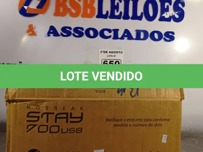 LOTE 650 - 01 NOBREAK MARCA MICROSOL 700VA. (NO ESTADO) ATENÇÃO! FAZER A VISITAÇÃO ANTES DE ARREMATAR, NÃO SABEMOS SE FUNCIONA. LEILÃO NÃO TEM GARANTIA E NEM DEVOLUÇÃO, SUJEITO A POSSÍVEIS AVARIAS VISÍVEIS/OCULTAS E/OU AUSÊNCIA DE COMPONENTES.
