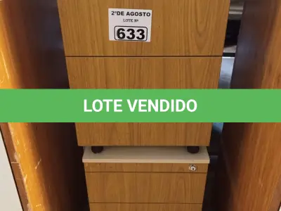 LOTE 633 - 02 GAVETEIROS EM MADEIRA COM 03 GAVETAS. (NO ESTADO) ATENÇÃO! FAZER A VISITAÇÃO ANTES DE ARREMATAR, NÃO SABEMOS SE FUNCIONA. LEILÃO NÃO TEM GARANTIA E NEM DEVOLUÇÃO, SUJEITO A POSSÍVEIS AVARIAS VISÍVEIS/OCULTAS E/OU AUSÊNCIA DE COMPONENTES.