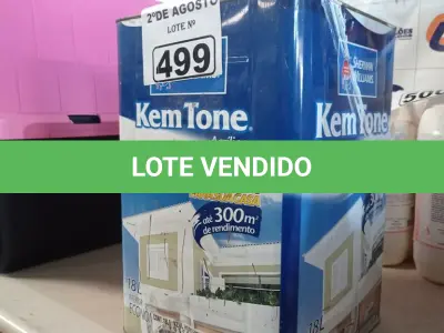 LOTE 499 - 01 LATA DE TINTA SHERWIN WILLIAMS KEM TONE ACRÍLICA INTERIORES 18L NA COR AZUL HORTÊNSIA FOSCO. (NO ESTADO) ATENÇÃO! FAZER A VISITAÇÃO ANTES DE ARREMATAR, NÃO SABEMOS SE FUNCIONA. LEILÃO NÃO TEM GARANTIA E NEM DEVOLUÇÃO, SUJEITO A POSSÍVEIS AVARIAS VISÍVEIS/OCULTAS E/OU AUSÊNCIA DE COMPONENTES).
