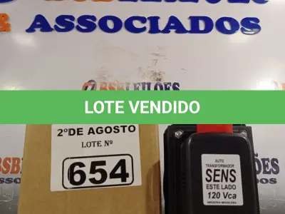 LOTE 654 - 01 AUTOTRANSFORMADOR 220/110V. (NO ESTADO) ATENÇÃO! FAZER A VISITAÇÃO ANTES DE ARREMATAR, NÃO SABEMOS SE FUNCIONA. LEILÃO NÃO TEM GARANTIA E NEM DEVOLUÇÃO, SUJEITO A POSSÍVEIS AVARIAS VISÍVEIS/OCULTAS E/OU AUSÊNCIA DE COMPONENTES.