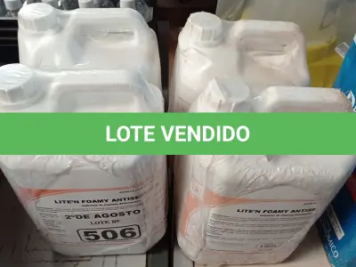 LOTE 506 - 20 LITROS DE SABONETE DE ESPUMA ANTISSÉPTICO. (NO ESTADO) ATENÇÃO! FAZER A VISITAÇÃO ANTES DE ARREMATAR, NÃO SABEMOS SE FUNCIONA. LEILÃO NÃO TEM GARANTIA E NEM DEVOLUÇÃO, SUJEITO A POSSÍVEIS AVARIAS VISÍVEIS/OCULTAS E/OU AUSÊNCIA DE COMPONENTES).