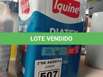 LOTE 507 - 01 LATA DE TINTA IQUINE DIATEX PINTA MAIS INTERIORES 18L NA COR RIO DAS OSTRAS. (NO ESTADO) ATENÇÃO! FAZER A VISITAÇÃO ANTES DE ARREMATAR, NÃO SABEMOS SE FUNCIONA. LEILÃO NÃO TEM GARANTIA E NEM DEVOLUÇÃO, SUJEITO A POSSÍVEIS AVARIAS VISÍVEIS/OCULTAS E/OU AUSÊNCIA DE COMPONENTES).