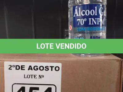 LOTE 454 - 02 CAIXAS COM FRASCOS DE ÁLCOOL EM GEL 440G COM 12 UNIDADES CADA. (NO ESTADO) ATENÇÃO! FAZER A VISITAÇÃO ANTES DE ARREMATAR, NÃO SABEMOS SE FUNCIONA. LEILÃO NÃO TEM GARANTIA E NEM DEVOLUÇÃO, SUJEITO A POSSÍVEIS AVARIAS VISÍVEIS/OCULTAS E/OU AUSÊNCIA DE COMPONENTES).