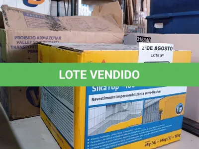 LOTE 472 - 02 CAIXAS SIKA TOP 100, REVESTIMENTO IMPERMEABILIZANTE SEMI-FLEXIVEL. (NO ESTADO) ATENÇÃO! FAZER A VISITAÇÃO ANTES DE ARREMATAR, NÃO SABEMOS SE FUNCIONA. LEILÃO NÃO TEM GARANTIA E NEM DEVOLUÇÃO, SUJEITO A POSSÍVEIS AVARIAS VISÍVEIS/OCULTAS E/OU AUSÊNCIA DE COMPONENTES.