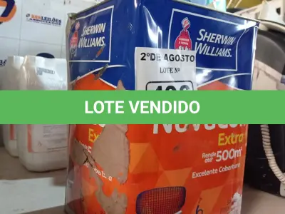 LOTE 496 - 01 LATA DE TINTA SHERWIN WILLIAMS NOVACOR ACRÍLICA SEM CHEIRO INTERIORES/EXTERIORES 18L NA COR GELO. (NO ESTADO) ATENÇÃO! FAZER A VISITAÇÃO ANTES DE ARREMATAR, NÃO SABEMOS SE FUNCIONA. LEILÃO NÃO TEM GARANTIA E NEM DEVOLUÇÃO, SUJEITO A POSSÍVEIS AVARIAS VISÍVEIS/OCULTAS E/OU AUSÊNCIA DE COMPONENTES).