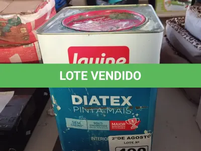 LOTE 490 - 01 LATA DE TINTA IQUINE DIATEX PINTA MAIS INTERIORES 18L NA COR HORTELÃ. (NO ESTADO) ATENÇÃO! FAZER A VISITAÇÃO ANTES DE ARREMATAR, NÃO SABEMOS SE FUNCIONA. LEILÃO NÃO TEM GARANTIA E NEM DEVOLUÇÃO, SUJEITO A POSSÍVEIS AVARIAS VISÍVEIS/OCULTAS E/OU AUSÊNCIA DE COMPONENTES).
