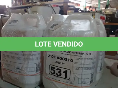 LOTE 531 - 20 LITROS DE SABONETE DE ESPUMA ANTISSÉPTICO. (NO ESTADO) ATENÇÃO! FAZER A VISITAÇÃO ANTES DE ARREMATAR, NÃO SABEMOS SE FUNCIONA. LEILÃO NÃO TEM GARANTIA E NEM DEVOLUÇÃO, SUJEITO A POSSÍVEIS AVARIAS VISÍVEIS/OCULTAS E/OU AUSÊNCIA DE COMPONENTES.