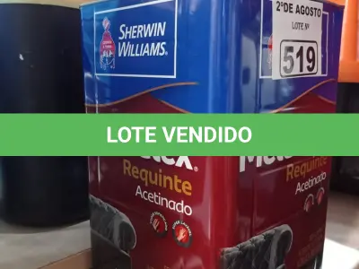 LOTE 519 - 01 LATA DE TINTA (BASE) SHERWIN WILLIAMS METALATEX SEM CHEIRO INTERIOR/EXTERIOR ACETINADO 16L.  ESTADO) ATENÇÃO! FAZER A VISITAÇÃO ANTES DE ARREMATAR, NÃO SABEMOS SE FUNCIONA. LEILÃO NÃO TEM GARANTIA E NEM DEVOLUÇÃO, SUJEITO A POSSÍVEIS AVARIAS VISÍVEIS/OCULTAS E/OU AUSÊNCIA DE COMPONENTES.