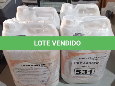 LOTE 531 - 20 LITROS DE SABONETE DE ESPUMA ANTISSÉPTICO. (NO ESTADO) ATENÇÃO! FAZER A VISITAÇÃO ANTES DE ARREMATAR, NÃO SABEMOS SE FUNCIONA. LEILÃO NÃO TEM GARANTIA E NEM DEVOLUÇÃO, SUJEITO A POSSÍVEIS AVARIAS VISÍVEIS/OCULTAS E/OU AUSÊNCIA DE COMPONENTES.