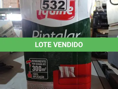 LOTE 532 - 01 LATA DE TINTA IQUINE PINTALAR FOSCO AVELUDADO   INTERIORES 18L NA COR PALHA. (NO ESTADO) ATENÇÃO! FAZER A VISITAÇÃO ANTES DE ARREMATAR, NÃO SABEMOS SE FUNCIONA. LEILÃO NÃO TEM GARANTIA E NEM DEVOLUÇÃO, SUJEITO A POSSÍVEIS AVARIAS VISÍVEIS/OCULTAS E/OU AUSÊNCIA DE COMPONENTES.