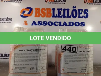 LOTE 440 - 20 LITROS DE SABONETE DE ESPUMA ANTISSÉPTICO. (NO ESTADO) ATENÇÃO! FAZER A VISITAÇÃO ANTES DE ARREMATAR, NÃO SABEMOS SE FUNCIONA. LEILÃO NÃO TEM GARANTIA E NEM DEVOLUÇÃO, SUJEITO A POSSÍVEIS AVARIAS VISÍVEIS/OCULTAS E/OU AUSÊNCIA DE COMPONENTES).