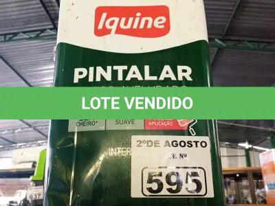 LOTE 595 - 01 LATA DE TINTA IQUINE PINTALAR FOSCO AVELUDADO INTERIORES 18L NA COR VERDE PRIMAVERA. (NO ESTADO) ATENÇÃO! FAZER A VISITAÇÃO ANTES DE ARREMATAR, NÃO SABEMOS SE FUNCIONA. LEILÃO NÃO TEM GARANTIA E NEM DEVOLUÇÃO, SUJEITO A POSSÍVEIS AVARIAS VISÍVEIS/OCULTAS E/OU AUSÊNCIA DE COMPONENTES.