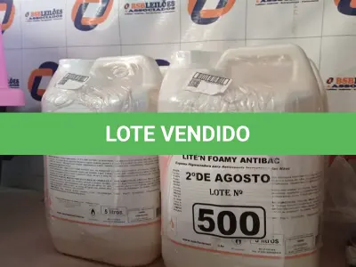 LOTE 500 - 20 LITROS DE ESPUMA HIGIENIZADORA PARA ANTISSEPSIA INSTANTÂNEA DAS MÃOS. (NO ESTADO) ATENÇÃO! FAZER A VISITAÇÃO ANTES DE ARREMATAR, NÃO SABEMOS SE FUNCIONA. LEILÃO NÃO TEM GARANTIA E NEM DEVOLUÇÃO, SUJEITO A POSSÍVEIS AVARIAS VISÍVEIS/OCULTAS E/OU AUSÊNCIA DE COMPONENTES).