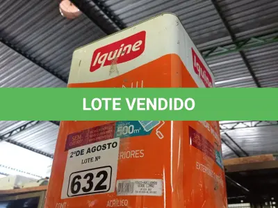 LOTE 632 - 01 LATA DE TINTA IQUINE DELANIL INTERIORES/ EXTERIORES FOSCO AVELUDADO 18L NA COR VERDE LIMÃO. (NO ESTADO) ATENÇÃO! FAZER A VISITAÇÃO ANTES DE ARREMATAR, NÃO SABEMOS SE FUNCIONA. LEILÃO NÃO TEM GARANTIA E NEM DEVOLUÇÃO, SUJEITO A POSSÍVEIS AVARIAS VISÍVEIS/OCULTAS E/OU AUSÊNCIA DE COMPONENTES.