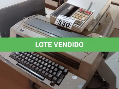 LOTE 530 - 01 APARELHO DE FAX, 01 MÁQUINA DE ESCREVER E 02 EQUIPAMOS ELETRÔNICOS DIVERSOS. (NO ESTADO) ATENÇÃO! FAZER A VISITAÇÃO ANTES DE ARREMATAR, NÃO SABEMOS SE FUNCIONA. LEILÃO NÃO TEM GARANTIA E NEM DEVOLUÇÃO, SUJEITO A POSSÍVEIS AVARIAS VISÍVEIS/OCULTAS E/OU AUSÊNCIA DE COMPONENTES.