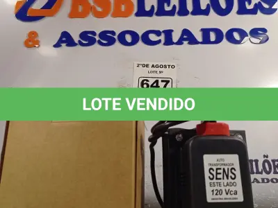 LOTE 647 - 01 AUTOTRANSFORMADOR 220/110V. (NO ESTADO) ATENÇÃO! FAZER A VISITAÇÃO ANTES DE ARREMATAR, NÃO SABEMOS SE FUNCIONA. LEILÃO NÃO TEM GARANTIA E NEM DEVOLUÇÃO, SUJEITO A POSSÍVEIS AVARIAS VISÍVEIS/OCULTAS E/OU AUSÊNCIA DE COMPONENTES.