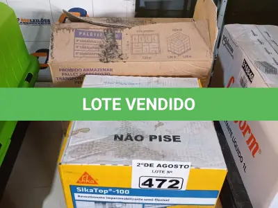 LOTE 472 - 02 CAIXAS SIKA TOP 100, REVESTIMENTO IMPERMEABILIZANTE SEMI-FLEXIVEL. (NO ESTADO) ATENÇÃO! FAZER A VISITAÇÃO ANTES DE ARREMATAR, NÃO SABEMOS SE FUNCIONA. LEILÃO NÃO TEM GARANTIA E NEM DEVOLUÇÃO, SUJEITO A POSSÍVEIS AVARIAS VISÍVEIS/OCULTAS E/OU AUSÊNCIA DE COMPONENTES.