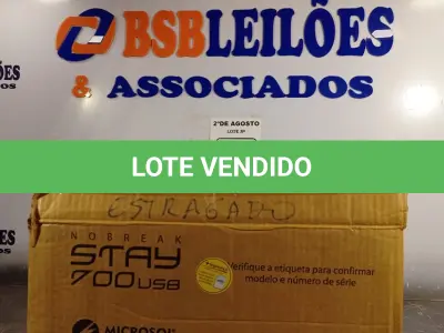 LOTE 655 - 01 NOBREAK MARCA MICROSOL 700VA. (NO ESTADO) ATENÇÃO! FAZER A VISITAÇÃO ANTES DE ARREMATAR, NÃO SABEMOS SE FUNCIONA. LEILÃO NÃO TEM GARANTIA E NEM DEVOLUÇÃO, SUJEITO A POSSÍVEIS AVARIAS VISÍVEIS/OCULTAS E/OU AUSÊNCIA DE COMPONENTES.