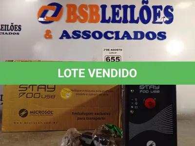LOTE 655 - 01 NOBREAK MARCA MICROSOL 700VA. (NO ESTADO) ATENÇÃO! FAZER A VISITAÇÃO ANTES DE ARREMATAR, NÃO SABEMOS SE FUNCIONA. LEILÃO NÃO TEM GARANTIA E NEM DEVOLUÇÃO, SUJEITO A POSSÍVEIS AVARIAS VISÍVEIS/OCULTAS E/OU AUSÊNCIA DE COMPONENTES.