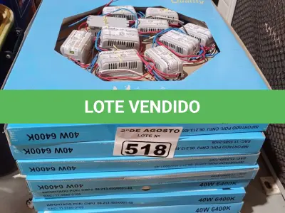 LOTE 518 -  10 LÂMPADAS FLUORESCENTE CIRCULAR 6400K 40W E 10 REATORES 1X40. (NO ESTADO) ATENÇÃO! FAZER A VISITAÇÃO ANTES DE ARREMATAR, NÃO SABEMOS SE FUNCIONA. LEILÃO NÃO TEM GARANTIA E NEM DEVOLUÇÃO, SUJEITO A POSSÍVEIS AVARIAS VISÍVEIS/OCULTAS E/OU AUSÊNCIA DE COMPONENTES.