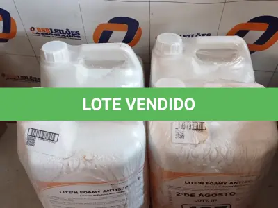 LOTE 497 - 20 LITROS DE SABONETE DE ESPUMA ANTISSÉPTICO. (NO ESTADO) ATENÇÃO! FAZER A VISITAÇÃO ANTES DE ARREMATAR, NÃO SABEMOS SE FUNCIONA. LEILÃO NÃO TEM GARANTIA E NEM DEVOLUÇÃO, SUJEITO A POSSÍVEIS AVARIAS VISÍVEIS/OCULTAS E/OU AUSÊNCIA DE COMPONENTES).