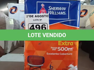 LOTE 496 - 01 LATA DE TINTA SHERWIN WILLIAMS NOVACOR ACRÍLICA SEM CHEIRO INTERIORES/EXTERIORES 18L NA COR GELO. (NO ESTADO) ATENÇÃO! FAZER A VISITAÇÃO ANTES DE ARREMATAR, NÃO SABEMOS SE FUNCIONA. LEILÃO NÃO TEM GARANTIA E NEM DEVOLUÇÃO, SUJEITO A POSSÍVEIS AVARIAS VISÍVEIS/OCULTAS E/OU AUSÊNCIA DE COMPONENTES).
