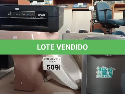 LOTE 509 - 01 BIDÊ, 01 PIA, 01 CAIXA DE DESCARGA, 01 PURIFICADOR DE ÁGUA MARCA CÔNSUL E 01 IMPRESSORA EPCON XP, 241. (NO ESTADO) ATENÇÃO! FAZER A VISITAÇÃO ANTES DE ARREMATAR, NÃO SABEMOS SE FUNCIONA. LEILÃO NÃO TEM GARANTIA E NEM DEVOLUÇÃO, SUJEITO A POSSÍVEIS AVARIAS VISÍVEIS/OCULTAS E/OU AUSÊNCIA DE COMPONENTES.