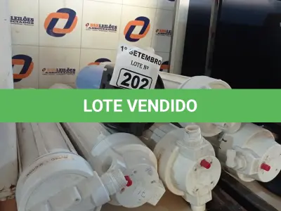 LOTE 202 - 06 FILTROS PARA CAIXA D’AGUA TIPO CAVALETE. (NO ESTADO) ATENÇÃO! FAZER A VISITAÇÃO ANTES DE ARREMATAR, NÃO SABEMOS SE FUNCIONA. LEILÃO NÃO TEM GARANTIA E NEM DEVOLUÇÃO, SUJEITO A POSSÍVEIS AVARIAS VISÍVEIS/OCULTAS E/OU AUSÊNCIA DE COMPONENTES.