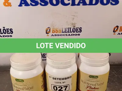 LOTE 027 - 03 POTES DE LEVEDURAS EM FLOCOS 500G SABOR NATURAL. (NO ESTADO) ATENÇÃO! FAZER A VISITAÇÃO ANTES DE ARREMATAR, NÃO SABEMOS SE FUNCIONA. LEILÃO NÃO TEM GARANTIA E NEM DEVOLUÇÃO, SUJEITO A POSSÍVEIS AVARIAS VISÍVEIS/OCULTAS E/OU AUSÊNCIA DE COMPONENTES.