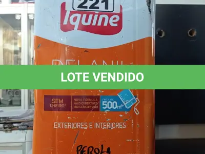 LOTE 221 - 01 LATA DE TINTA IQUINE DELANIL RENDE MUITO EXTERIORES/INTERIORES 18L NA COR PEROLA. (NO ESTADO) ATENÇÃO! FAZER A VISITAÇÃO ANTES DE ARREMATAR, NÃO SABEMOS SE FUNCIONA. LEILÃO NÃO TEM GARANTIA E NEM DEVOLUÇÃO, SUJEITO A POSSÍVEIS AVARIAS VISÍVEIS/OCULTAS E/OU AUSÊNCIA DE COMPONENTES.