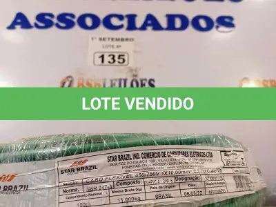 LOTE 135 - 01 ROLO DE CABO FLEXÍVEL 100M 10MM NA COR VERDE. (NO ESTADO) ATENÇÃO! FAZER A VISITAÇÃO ANTES DE ARREMATAR, NÃO SABEMOS SE FUNCIONA. LEILÃO NÃO TEM GARANTIA E NEM DEVOLUÇÃO, SUJEITO A POSSÍVEIS AVARIAS VISÍVEIS/OCULTAS E/OU AUSÊNCIA DE COMPONENTES.