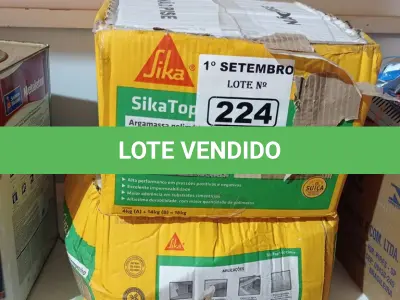 LOTE 224 - 02 CAIXAS COM SIKA TOP 107 CINZA 18KG, ARGAMASSA POLIMÉRICA IMPERMEABILIZANTE DE ALTO DESEMPENHO. (NO ESTADO) ATENÇÃO! FAZER A VISITAÇÃO ANTES DE ARREMATAR, NÃO SABEMOS SE FUNCIONA. LEILÃO NÃO TEM GARANTIA E NEM DEVOLUÇÃO, SUJEITO A POSSÍVEIS AVARIAS VISÍVEIS/OCULTAS E/OU AUSÊNCIA DE COMPONENTES.