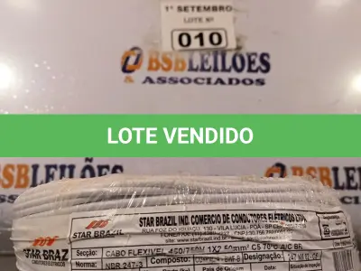 LOTE 010 - 01 ROLO DE CABO FLEXÍVEL 100M 2,5MM NA COR BRANCA. (NO ESTADO) ATENÇÃO! FAZER A VISITAÇÃO ANTES DE ARREMATAR, NÃO SABEMOS SE FUNCIONA. LEILÃO NÃO TEM GARANTIA E NEM DEVOLUÇÃO, SUJEITO A POSSÍVEIS AVARIAS VISÍVEIS/OCULTAS E/OU AUSÊNCIA DE COMPONENTES.