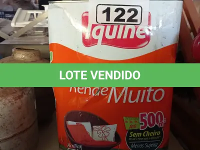 LOTE 122 - 01 LATA DE TINTA IQUINE 18L. (NO ESTADO) ATENÇÃO! FAZER A VISITAÇÃO ANTES DE ARREMATAR, NÃO SABEMOS SE FUNCIONA. LEILÃO NÃO TEM GARANTIA E NEM DEVOLUÇÃO, SUJEITO A POSSÍVEIS AVARIAS VISÍVEIS/OCULTAS E/OU AUSÊNCIA DE COMPONENTES.