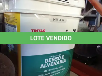 LOTE 123 - 01 BALDE DE TINTA MAXIVINIL ACRÍLICA GESSO E ALVENARIA INTERIORES 18L NA COR FOSCO BRANCO NEVE. (NO ESTADO) ATENÇÃO! FAZER A VISITAÇÃO ANTES DE ARREMATAR, NÃO SABEMOS SE FUNCIONA. LEILÃO NÃO TEM GARANTIA E NEM DEVOLUÇÃO, SUJEITO A POSSÍVEIS AVARIAS VISÍVEIS/OCULTAS E/OU AUSÊNCIA DE COMPONENTES.