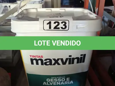 LOTE 123 - 01 BALDE DE TINTA MAXIVINIL ACRÍLICA GESSO E ALVENARIA INTERIORES 18L NA COR FOSCO BRANCO NEVE. (NO ESTADO) ATENÇÃO! FAZER A VISITAÇÃO ANTES DE ARREMATAR, NÃO SABEMOS SE FUNCIONA. LEILÃO NÃO TEM GARANTIA E NEM DEVOLUÇÃO, SUJEITO A POSSÍVEIS AVARIAS VISÍVEIS/OCULTAS E/OU AUSÊNCIA DE COMPONENTES.