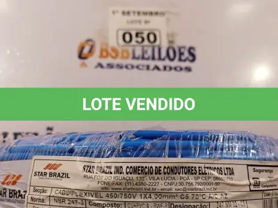 LOTE 050 - 01 ROLO DE CABO FLEXÍVEL 100M 4MM NA COR AZUL. (NO ESTADO) ATENÇÃO! FAZER A VISITAÇÃO ANTES DE ARREMATAR, NÃO SABEMOS SE FUNCIONA. LEILÃO NÃO TEM GARANTIA E NEM DEVOLUÇÃO, SUJEITO A POSSÍVEIS AVARIAS VISÍVEIS/OCULTAS E/OU AUSÊNCIA DE COMPONENTES.