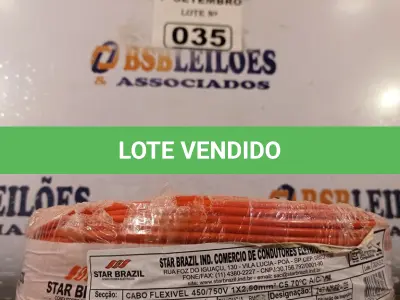 LOTE 035 - 01 ROLO DE CABO FLEXÍVEL 100M 2,5MM NA COR VERMELHA. (NO ESTADO) ATENÇÃO! FAZER A VISITAÇÃO ANTES DE ARREMATAR, NÃO SABEMOS SE FUNCIONA. LEILÃO NÃO TEM GARANTIA E NEM DEVOLUÇÃO, SUJEITO A POSSÍVEIS AVARIAS VISÍVEIS/OCULTAS E/OU AUSÊNCIA DE COMPONENTES.