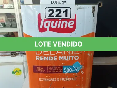 LOTE 221 - 01 LATA DE TINTA IQUINE DELANIL RENDE MUITO EXTERIORES/INTERIORES 18L NA COR PEROLA. (NO ESTADO) ATENÇÃO! FAZER A VISITAÇÃO ANTES DE ARREMATAR, NÃO SABEMOS SE FUNCIONA. LEILÃO NÃO TEM GARANTIA E NEM DEVOLUÇÃO, SUJEITO A POSSÍVEIS AVARIAS VISÍVEIS/OCULTAS E/OU AUSÊNCIA DE COMPONENTES.