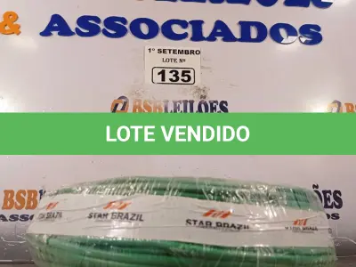 LOTE 135 - 01 ROLO DE CABO FLEXÍVEL 100M 10MM NA COR VERDE. (NO ESTADO) ATENÇÃO! FAZER A VISITAÇÃO ANTES DE ARREMATAR, NÃO SABEMOS SE FUNCIONA. LEILÃO NÃO TEM GARANTIA E NEM DEVOLUÇÃO, SUJEITO A POSSÍVEIS AVARIAS VISÍVEIS/OCULTAS E/OU AUSÊNCIA DE COMPONENTES.
