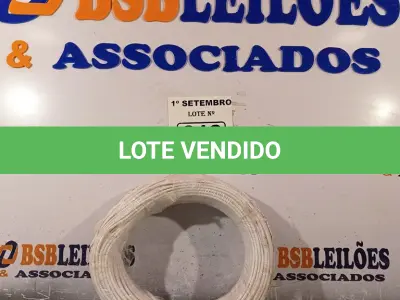 LOTE 010 - 01 ROLO DE CABO FLEXÍVEL 100M 2,5MM NA COR BRANCA. (NO ESTADO) ATENÇÃO! FAZER A VISITAÇÃO ANTES DE ARREMATAR, NÃO SABEMOS SE FUNCIONA. LEILÃO NÃO TEM GARANTIA E NEM DEVOLUÇÃO, SUJEITO A POSSÍVEIS AVARIAS VISÍVEIS/OCULTAS E/OU AUSÊNCIA DE COMPONENTES.