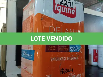 LOTE 221 - 01 LATA DE TINTA IQUINE DELANIL RENDE MUITO EXTERIORES/INTERIORES 18L NA COR PEROLA. (NO ESTADO) ATENÇÃO! FAZER A VISITAÇÃO ANTES DE ARREMATAR, NÃO SABEMOS SE FUNCIONA. LEILÃO NÃO TEM GARANTIA E NEM DEVOLUÇÃO, SUJEITO A POSSÍVEIS AVARIAS VISÍVEIS/OCULTAS E/OU AUSÊNCIA DE COMPONENTES.