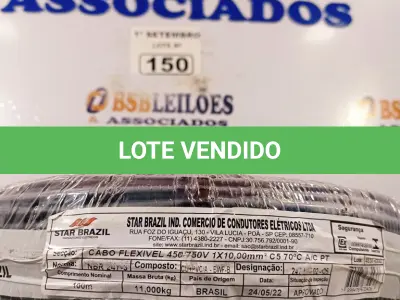 LOTE 150 - 01 ROLO DE CABO FLEXÍVEL 100M 10MM NA COR PRETA. (NO ESTADO) ATENÇÃO! FAZER A VISITAÇÃO ANTES DE ARREMATAR, NÃO SABEMOS SE FUNCIONA. LEILÃO NÃO TEM GARANTIA E NEM DEVOLUÇÃO, SUJEITO A POSSÍVEIS AVARIAS VISÍVEIS/OCULTAS E/OU AUSÊNCIA DE COMPONENTES.
