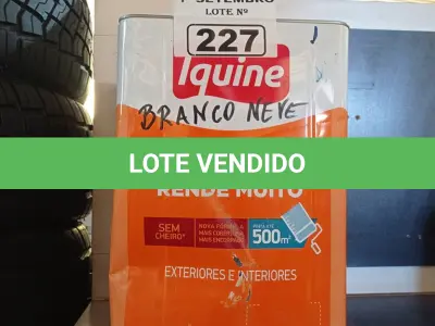LOTE 227 - 01 LATA DE TINTA IQUINE DELANIL RENDE MUITO EXTERIORES/ INTERIORES ACRÍLICO STANDARD 18L NA COR BRANCO NEVE. (NO ESTADO) ATENÇÃO! FAZER A VISITAÇÃO ANTES DE ARREMATAR, NÃO SABEMOS SE FUNCIONA. LEILÃO NÃO TEM GARANTIA E NEM DEVOLUÇÃO, SUJEITO A POSSÍVEIS AVARIAS VISÍVEIS/OCULTAS E/OU AUSÊNCIA DE COMPONENTES.
