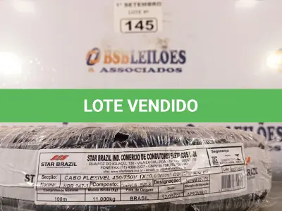 LOTE 145 - 01 ROLO DE CABO FLEXÍVEL 100M 10MM NA COR PRETA. (NO ESTADO) ATENÇÃO! FAZER A VISITAÇÃO ANTES DE ARREMATAR, NÃO SABEMOS SE FUNCIONA. LEILÃO NÃO TEM GARANTIA E NEM DEVOLUÇÃO, SUJEITO A POSSÍVEIS AVARIAS VISÍVEIS/OCULTAS E/OU AUSÊNCIA DE COMPONENTES.